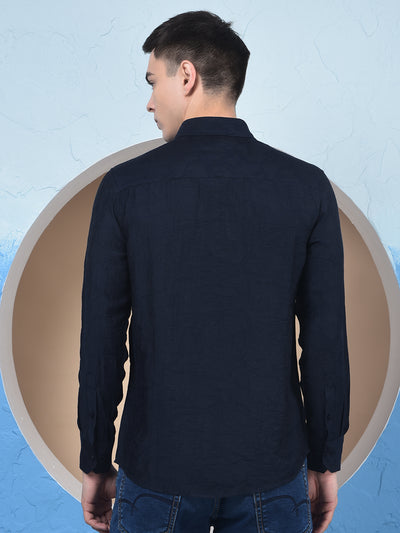 Navy Blue Jacquard Shirt