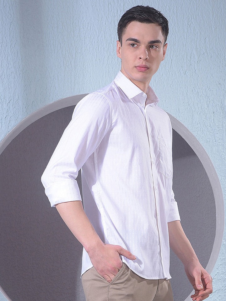 Elegant White Jacquard Shirt