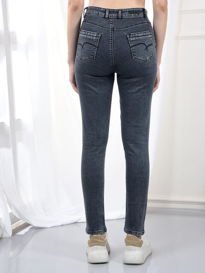 Grey Skinny High-Waist Jeans