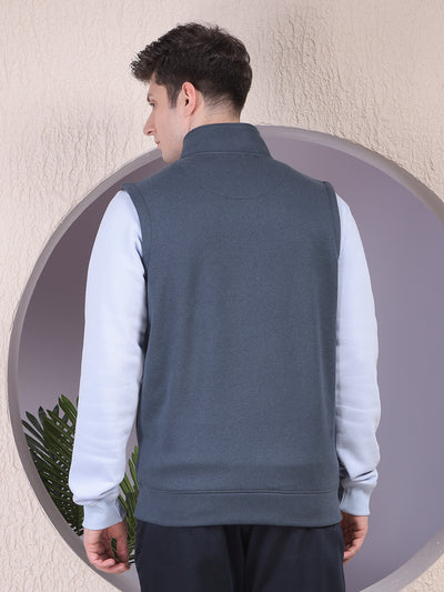 Gritty Blue Sleeveless Sweatshirt