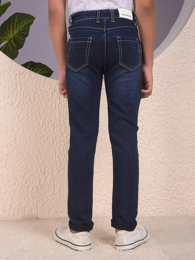 Edgy Dark Wash Navy Blue Jeans