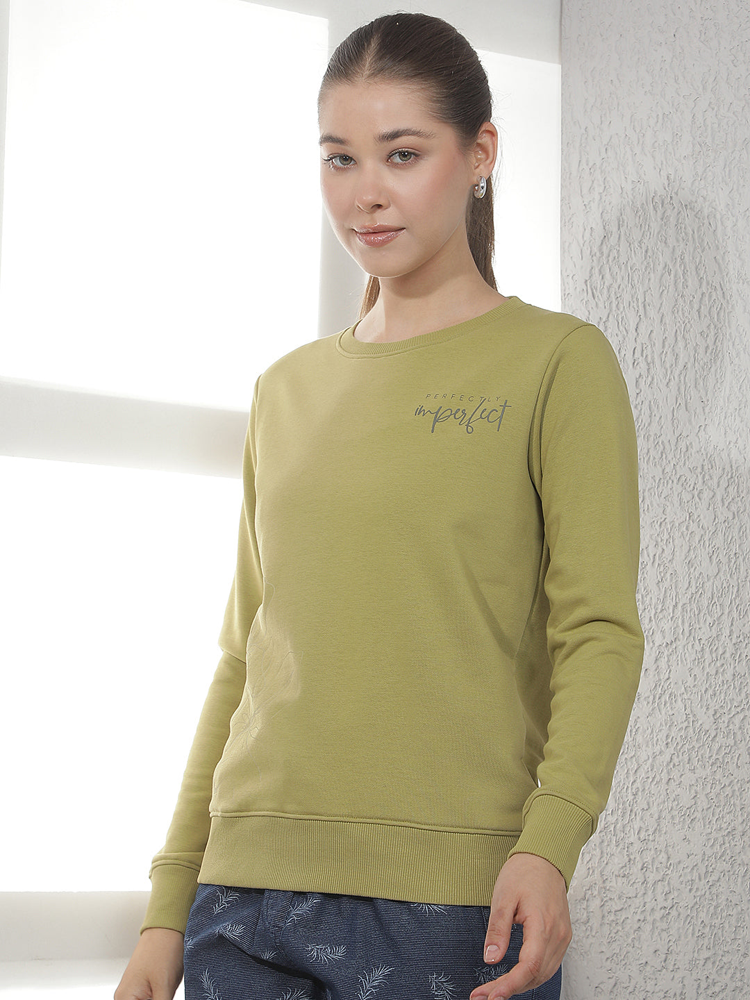 Olive Graphic Print Sweatshirt