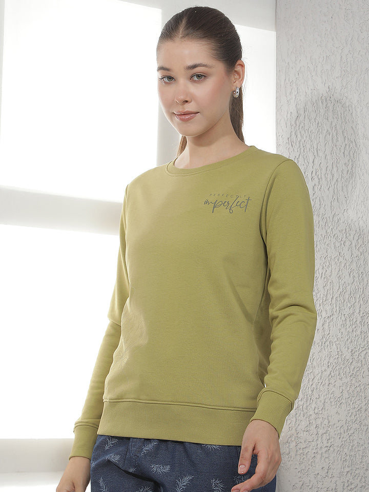 Olive Graphic Print Sweatshirt