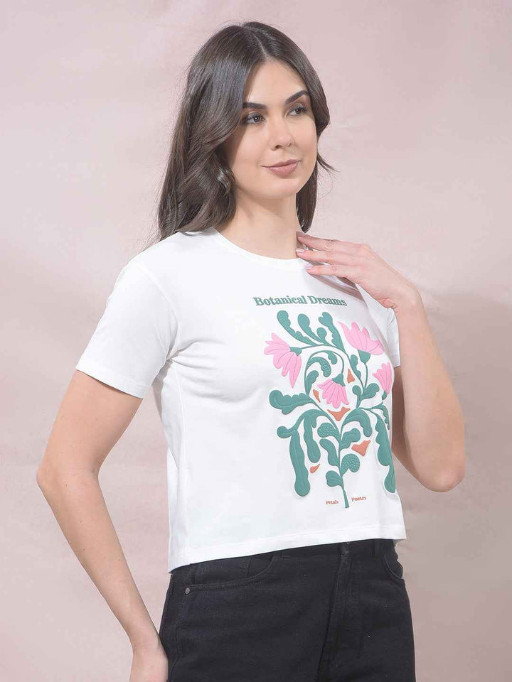 White Graphic Print T-Shirt