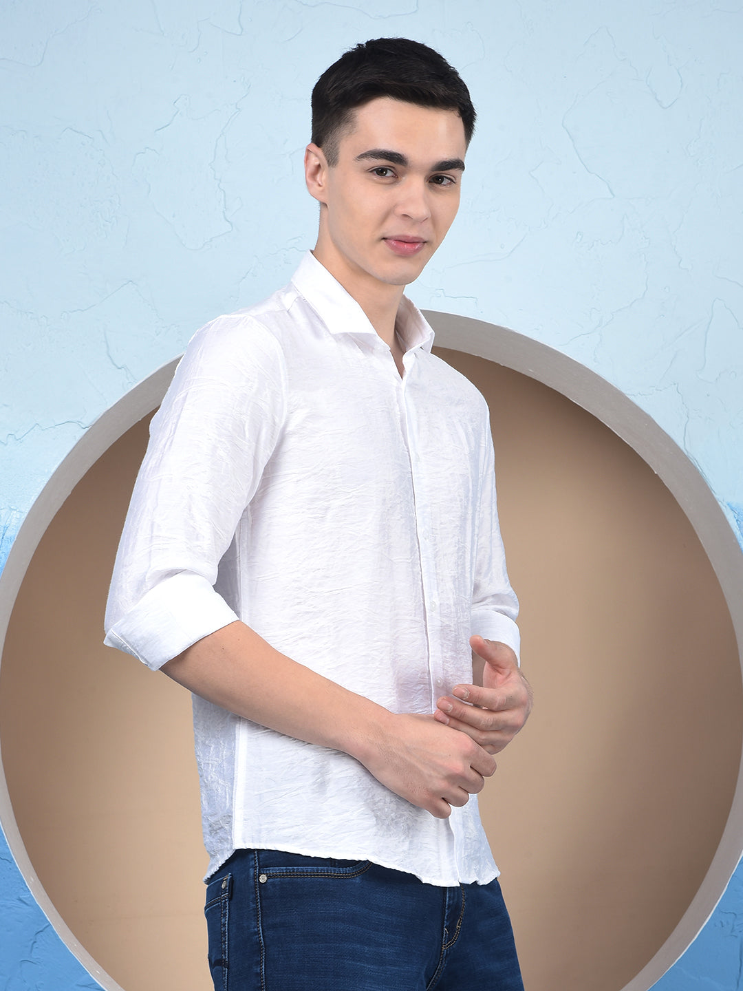 Elite White Formal Jacquard Shirt