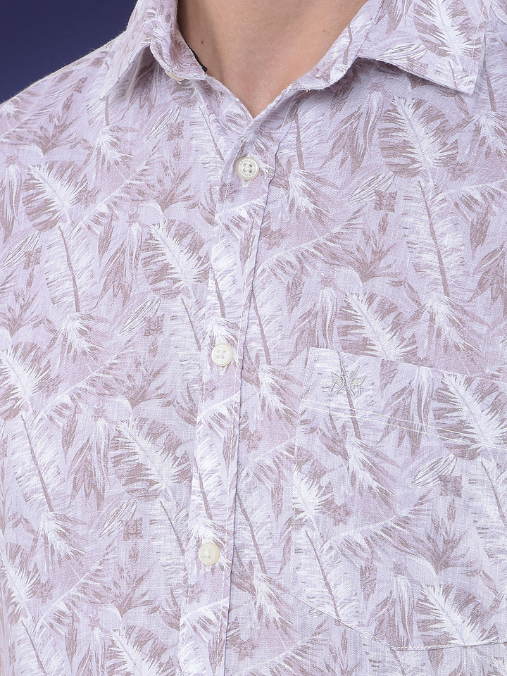 Lilac Breeze Purple Printed Linen Shirt