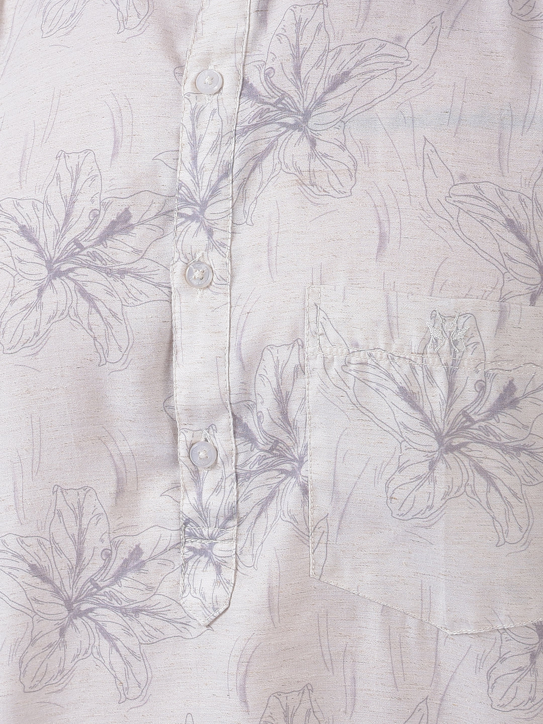 Green Floral Print Linen Kurta