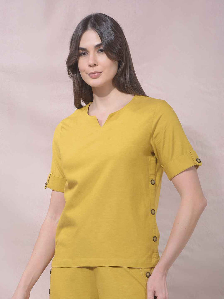OrbitMustard V-Neck Top