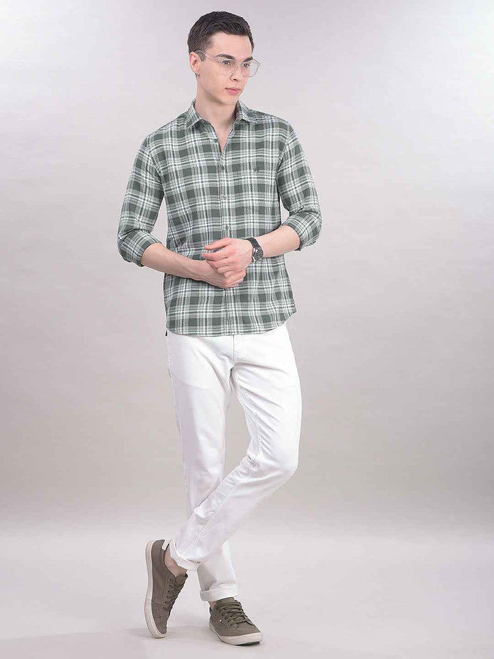 Green Checked 100% Cotton Shirt
