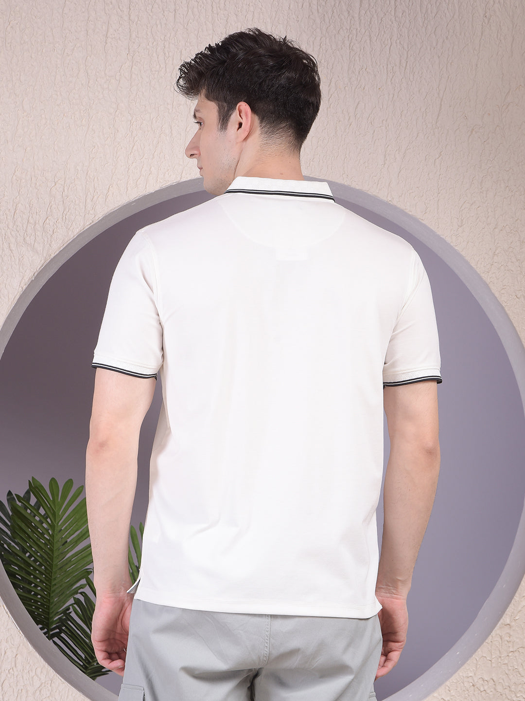 White Polo-Neck T-Shirt