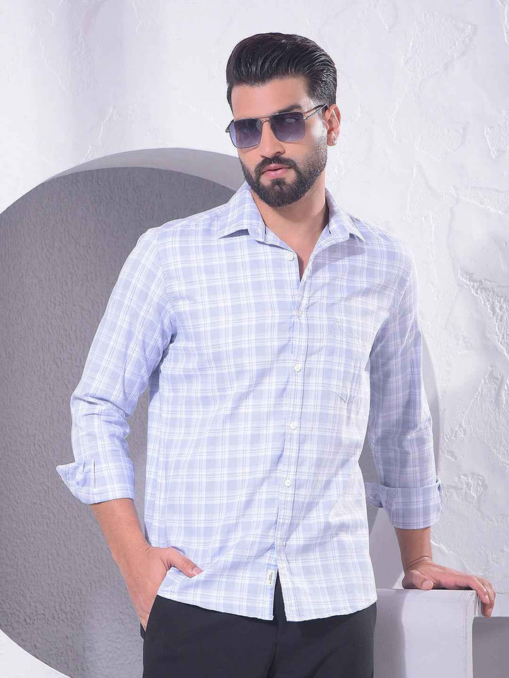 Purple Checked 100% Cotton Shirt