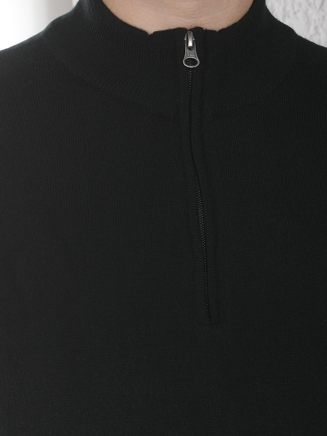 Black Knitted Mock Neck Sweater