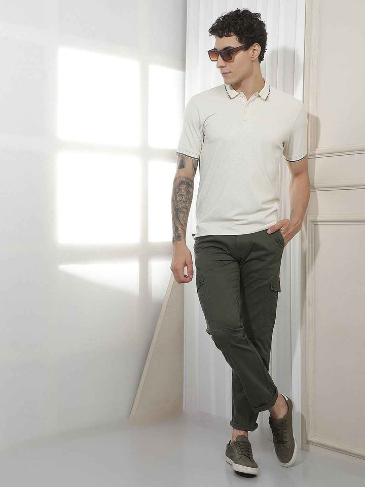 Cream Casual Polo T-Shirt