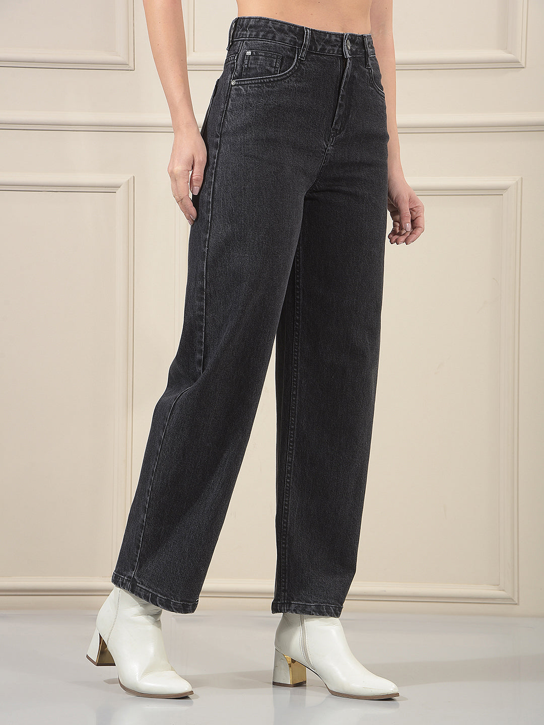 Black 100% cotton Barrel Jeans
