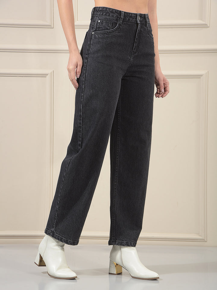 Black 100% cotton Barrel Jeans