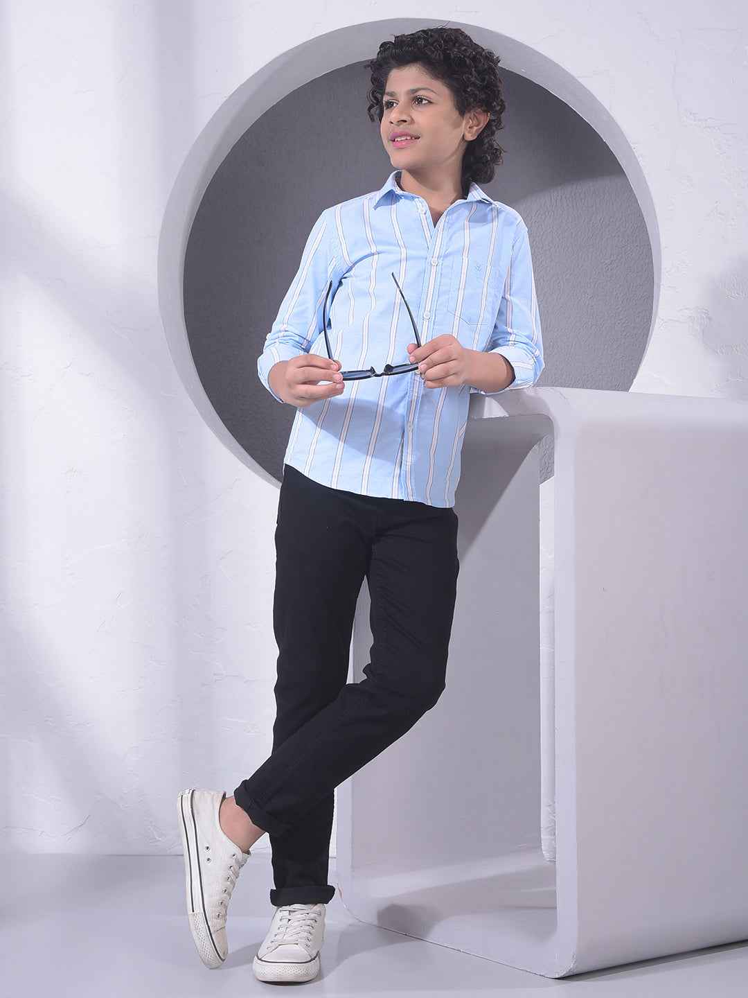 Blue Vertical Stripes 100% Cotton Shirt