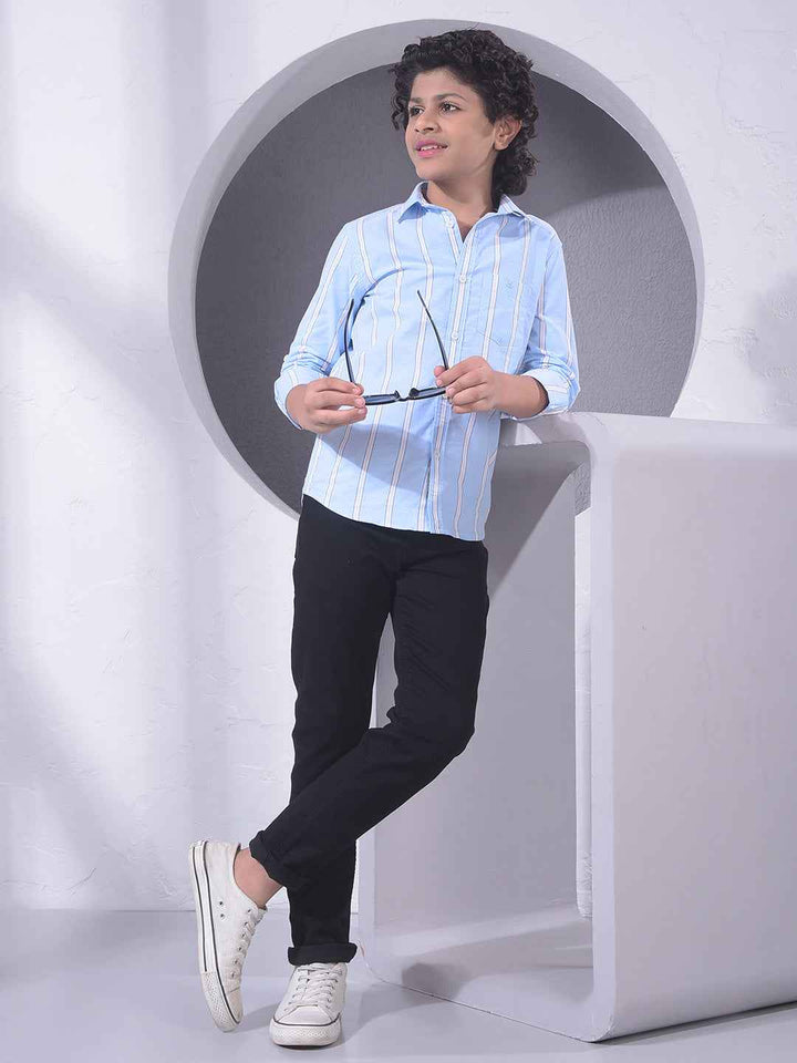 Blue Vertical Stripes 100% Cotton Shirt