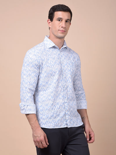 Blue Printed Linen Shirt