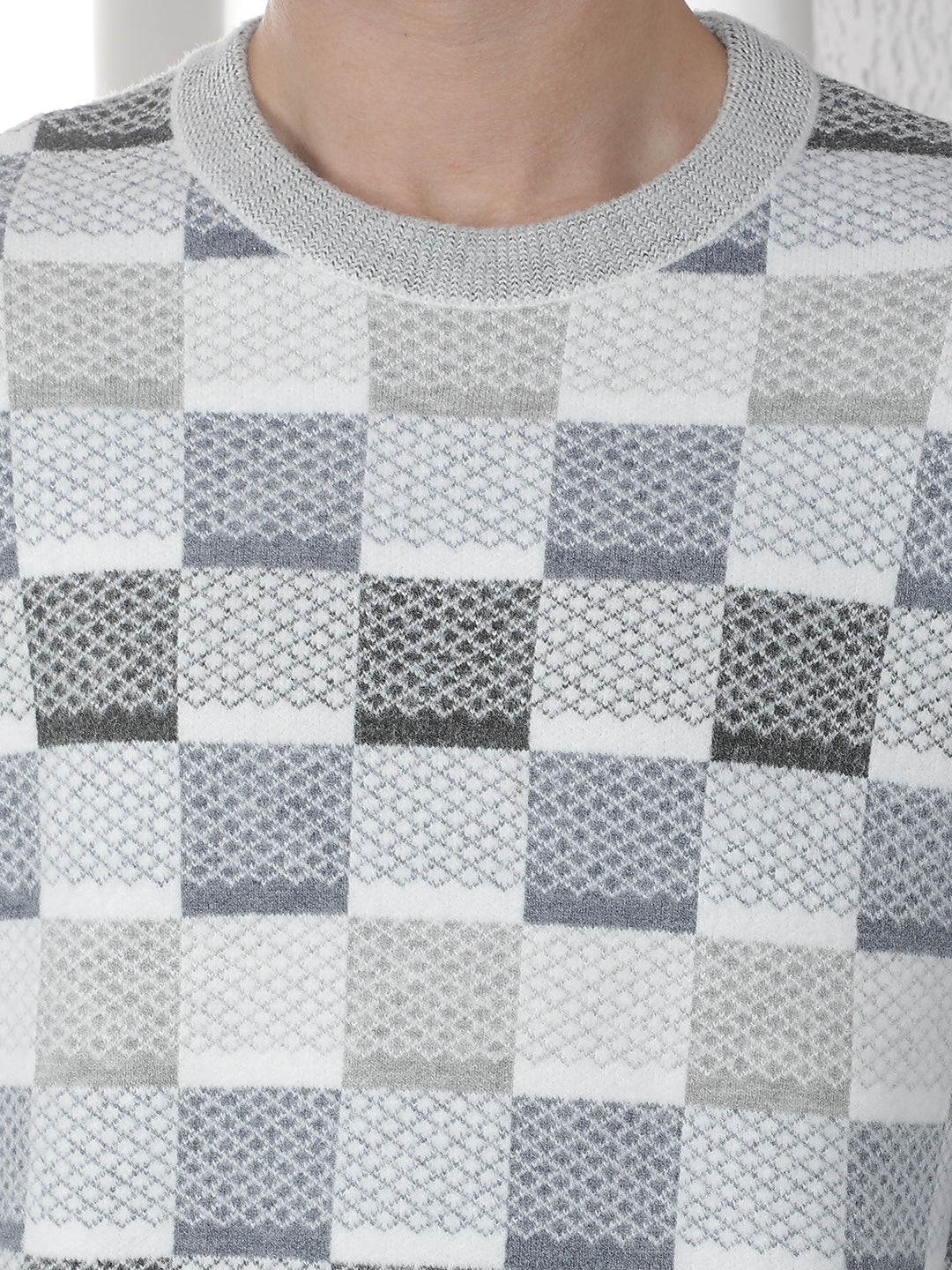 Grey Printed Acrylic Sweater