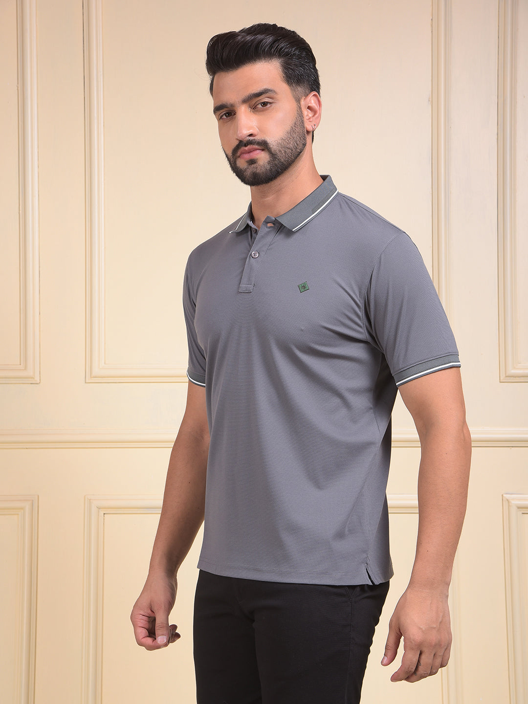 Grey Polo Neck T-Shirt