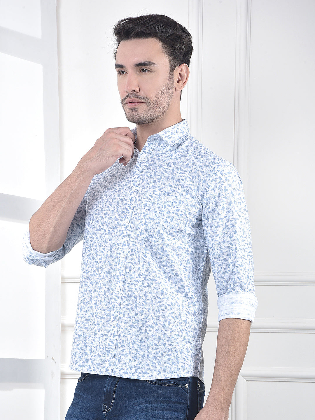 Blue Floral Print Shirt