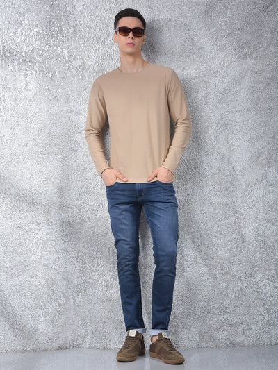Beige Textured Knit Sweatshirt