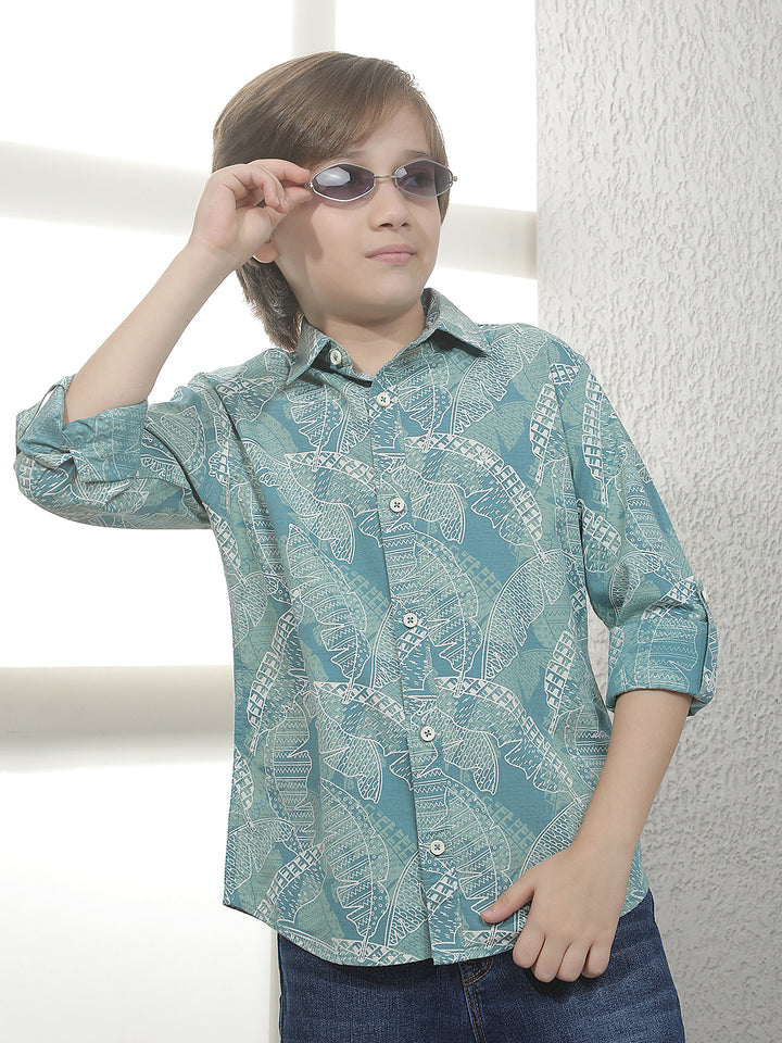 Sea Green Graphic Print Shirt