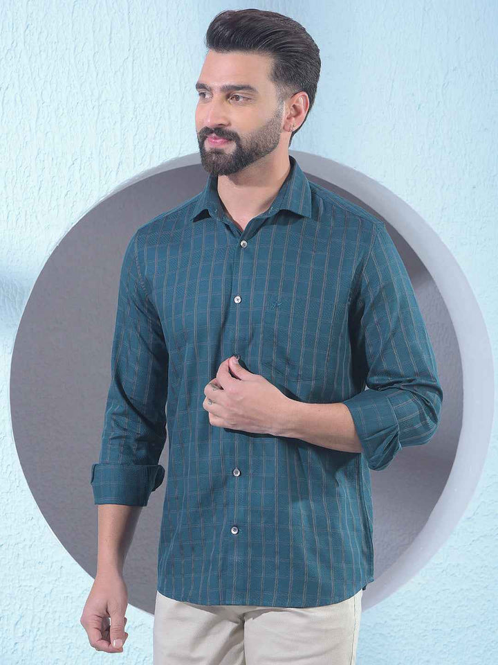 Green Checked 100% Cotton Shirt