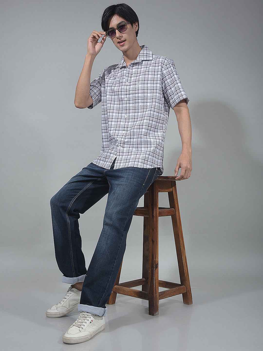 Wine Checked 100% Cotton Shirt