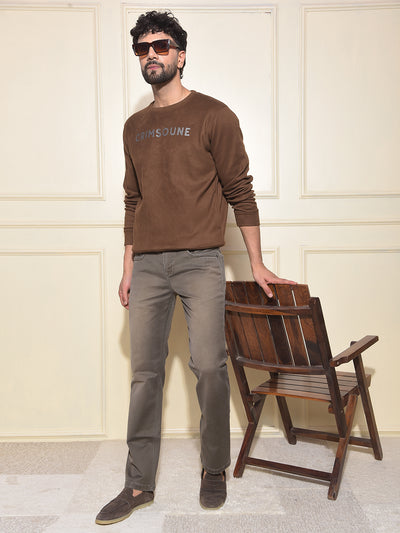 Brown Typographic Print Sweatshirt