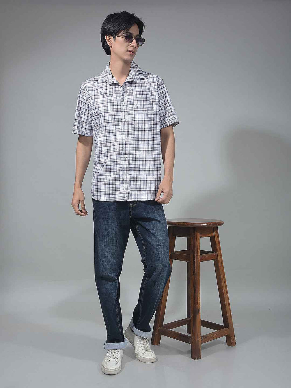 Wine Checked 100% Cotton Shirt