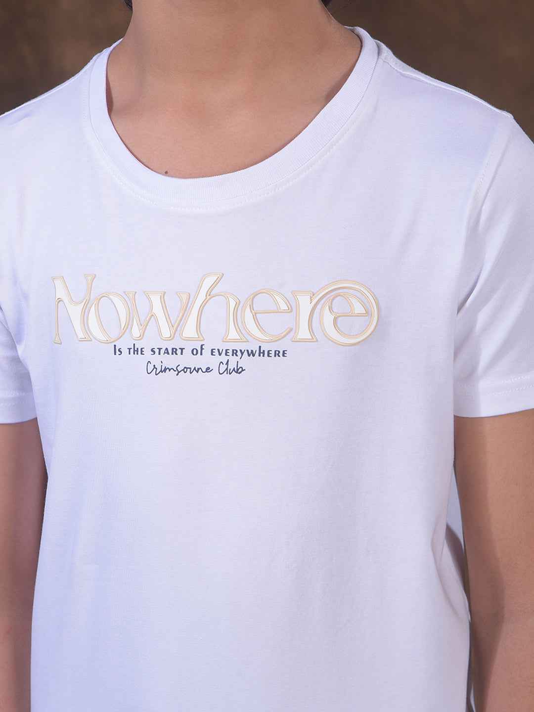 White Typographic Print T-Shirt
