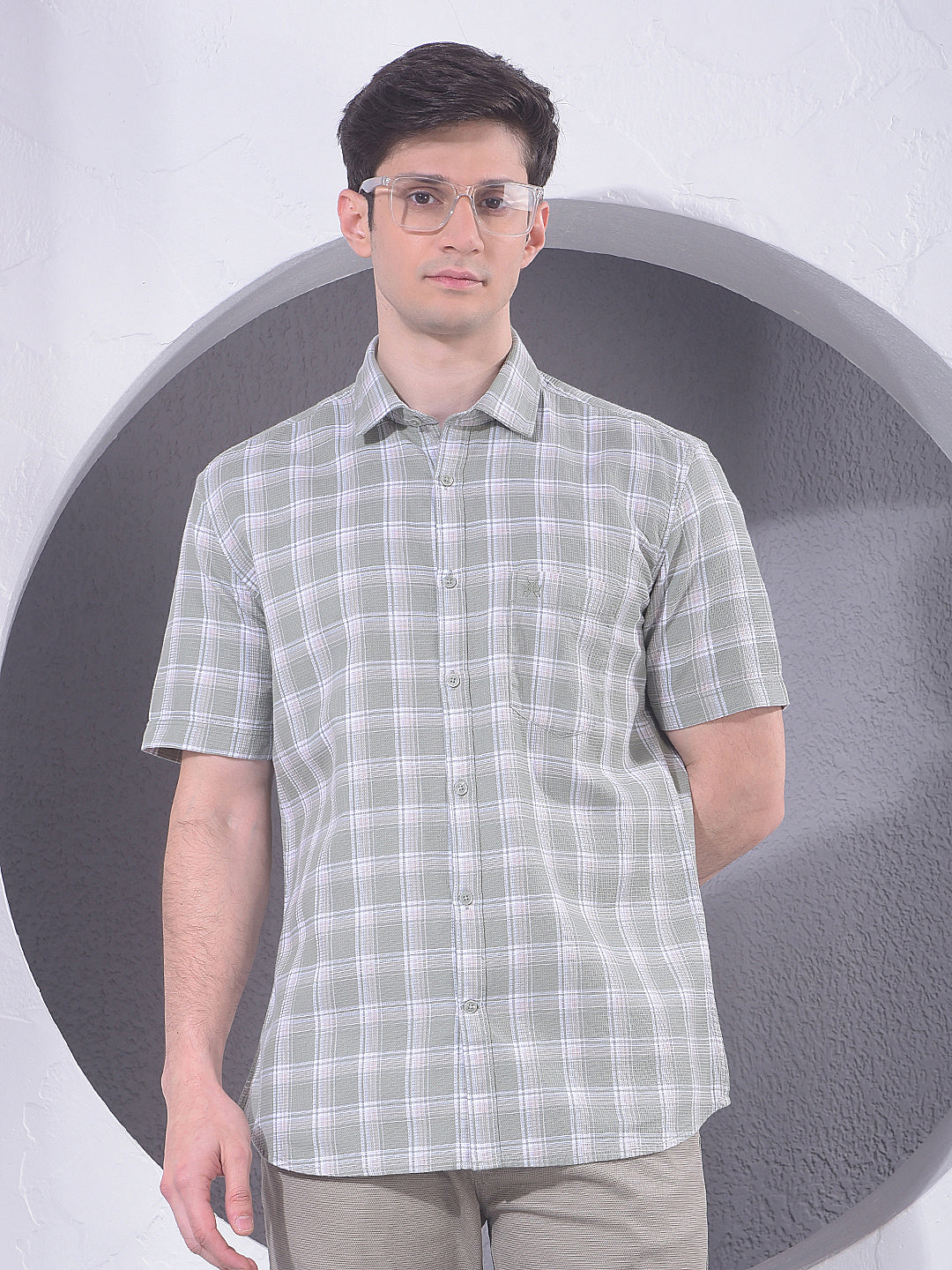 Green Checked 100% Cotton Shirt