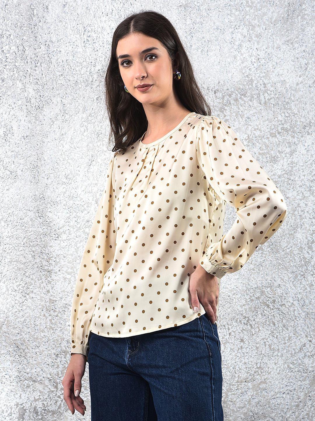 Off White Polka Dots Top