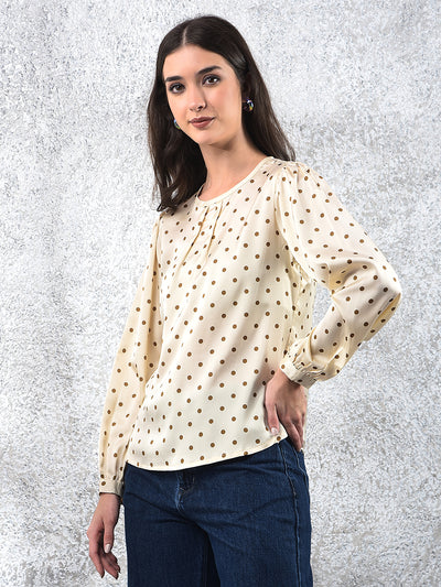 Off White Polka Dots Top