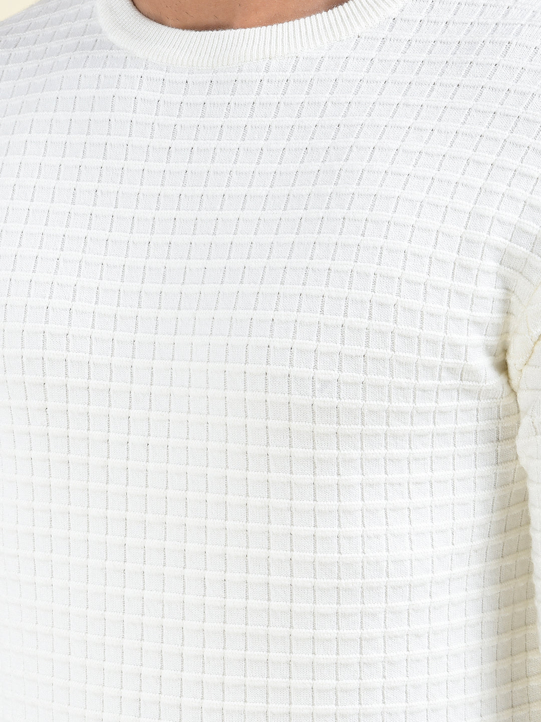 Off White Jacquard Knitted Sweater