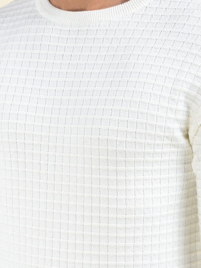 Off White Jacquard Knitted Sweater