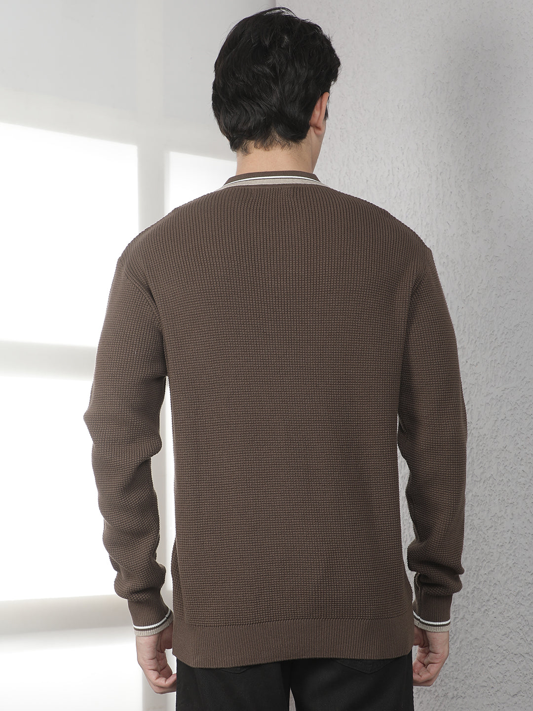 Brown 100% Cotton Polo Sweater