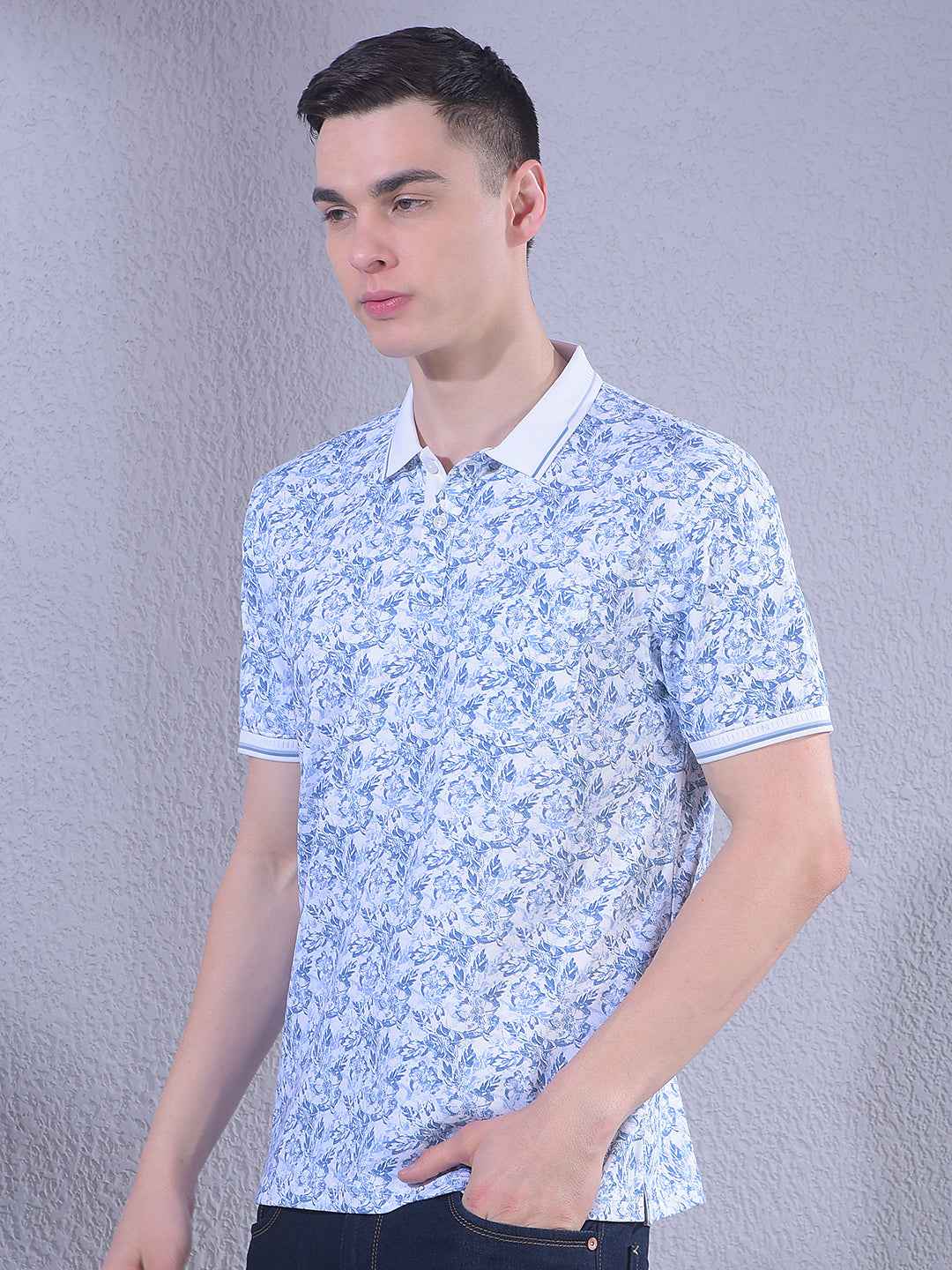 Blue Floral Print T-Shirt