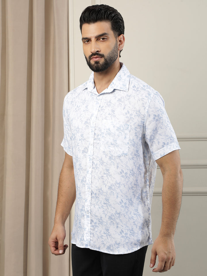 Blue Floral Print Shirt