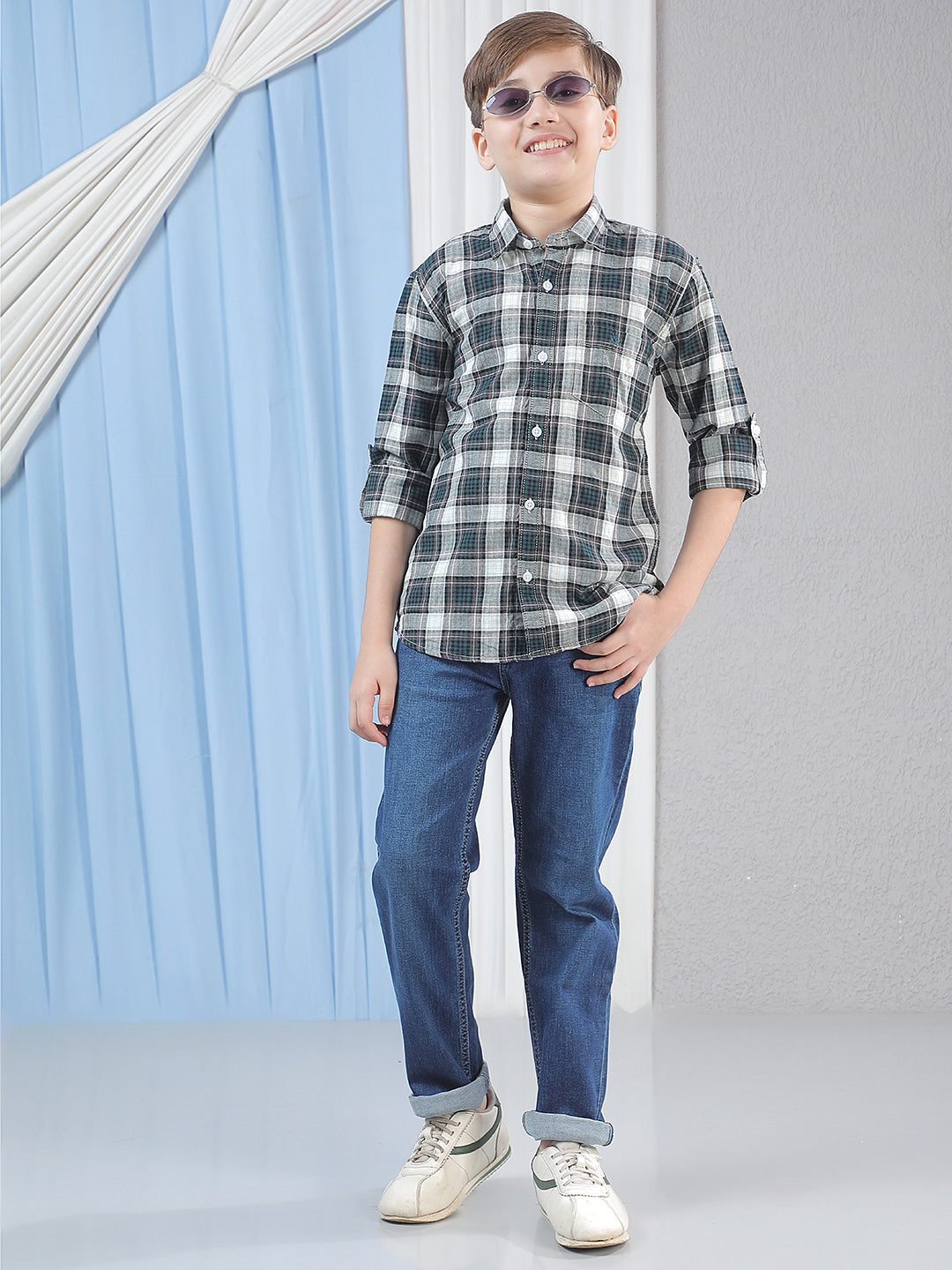 Green Checked 100% Cotton Shirt