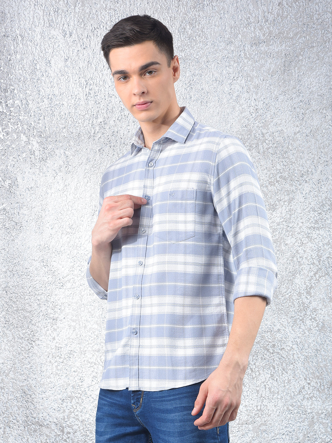 Grey Checked Shirt-Men Shirts-Crimsoune Club