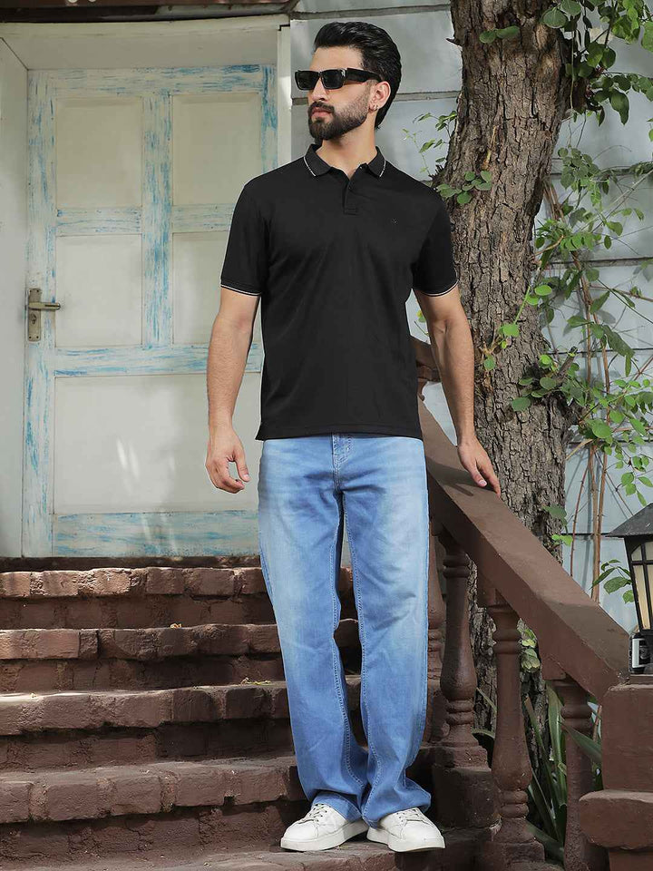 Black Polo Neck T-Shirt