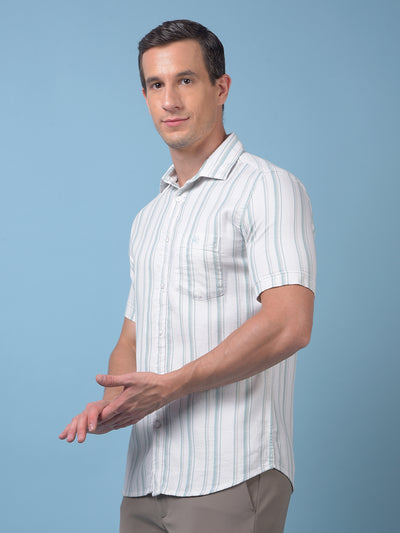 White Vertical Stripes 100% Cotton Shirt
