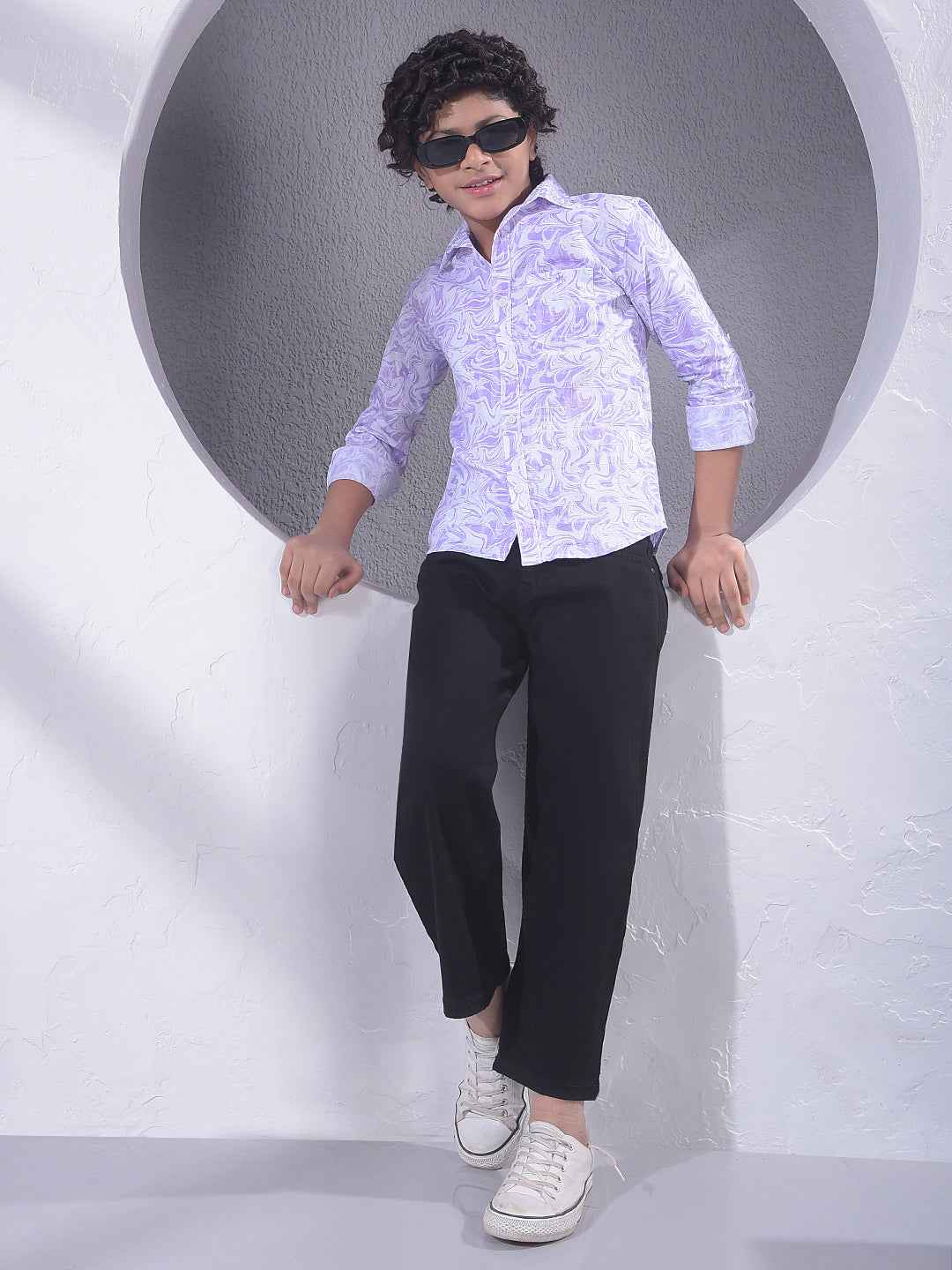 Purple Printed 100% Cotton Shirt