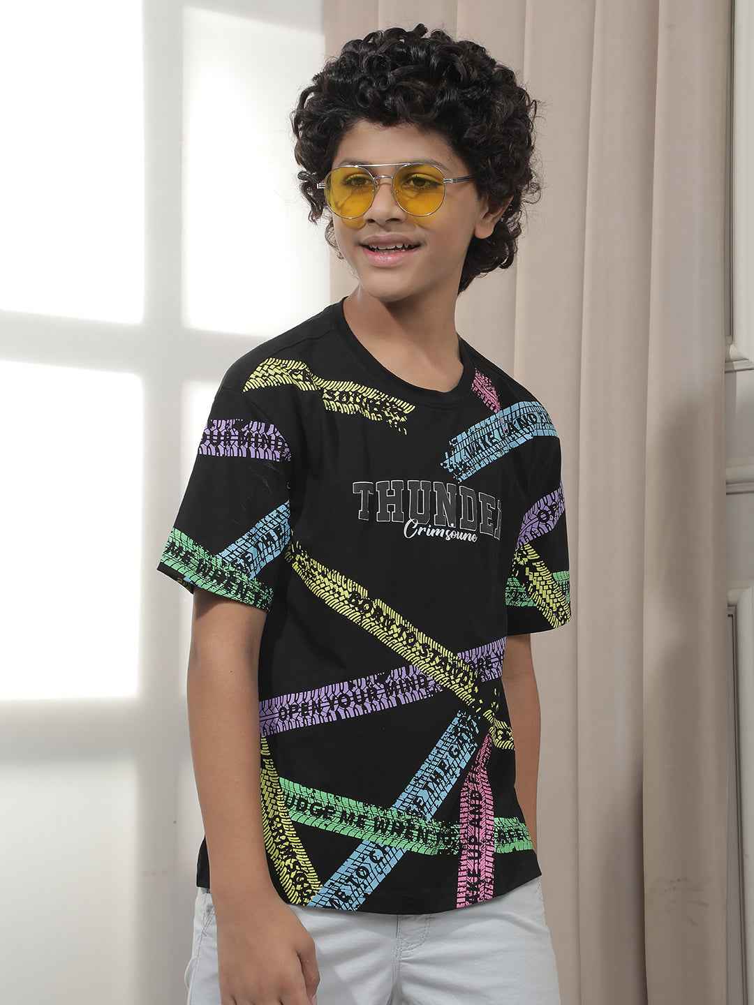 Urban Script Black Typographic Printed T-Shirt