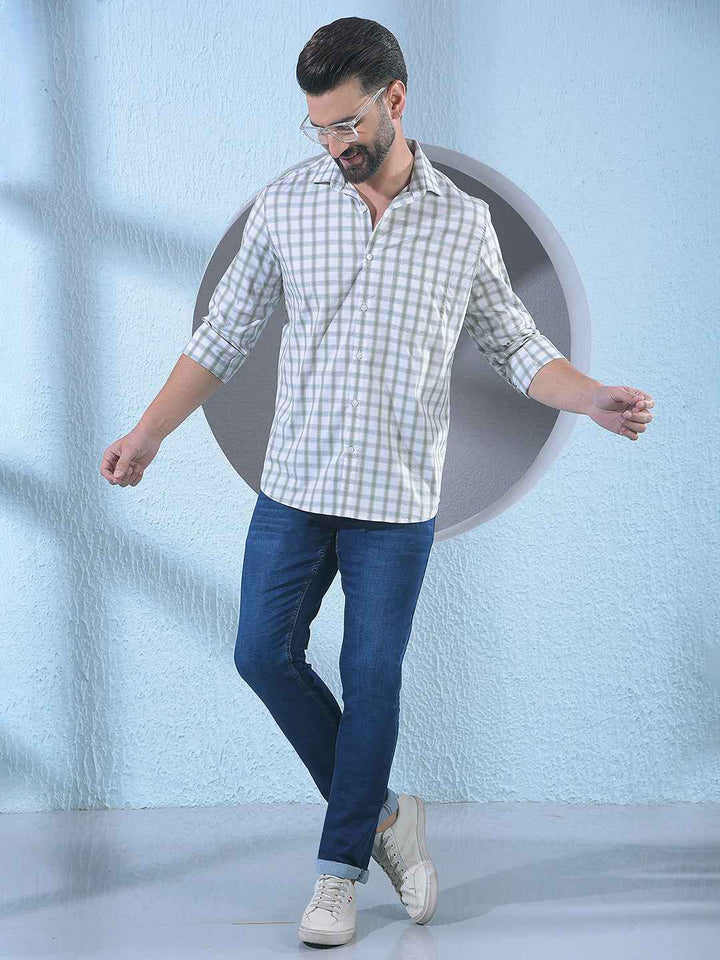 rendy Olive Green Cotton Blend Shirt