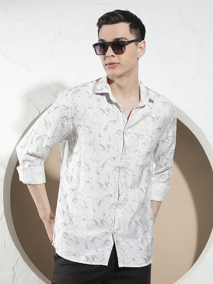 Purple Floral Print Shirt