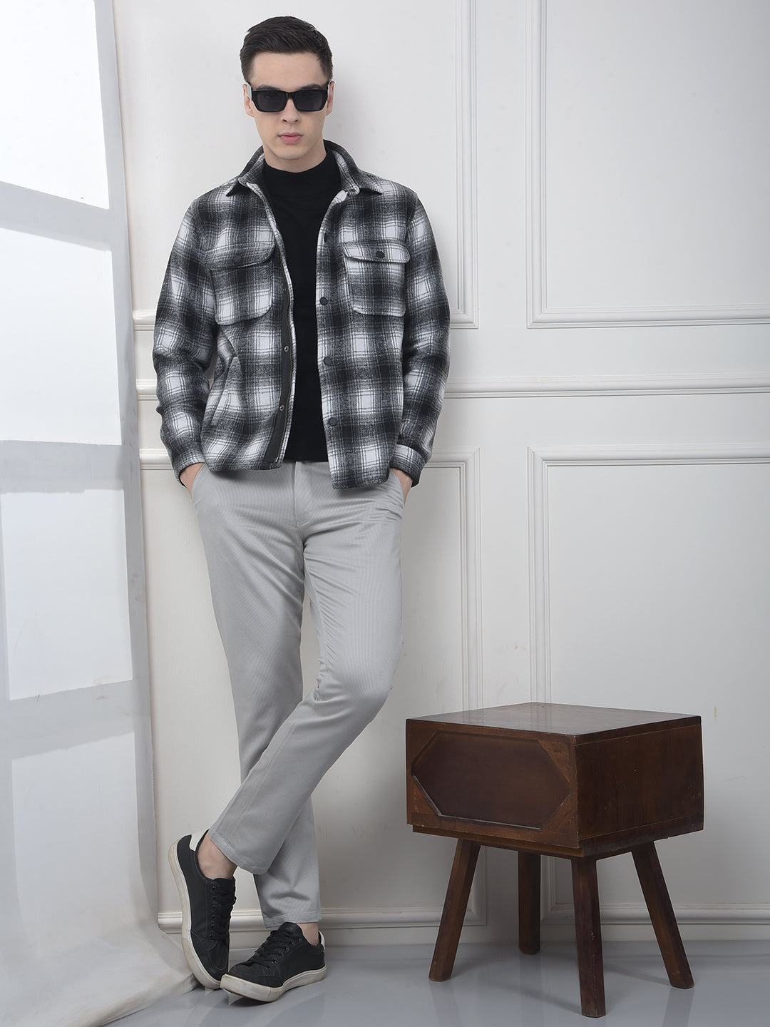 Black Check Layered Shacket