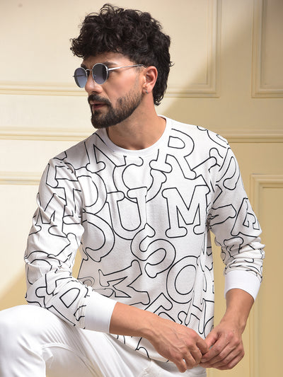 White Typographic Print Sweatshirt